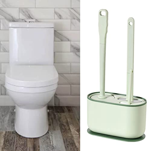 Image of Toilet Brush and Holder Set, Long Handle Toilet Brush Set Deep Cleansing Multifunctional Hanging for for Deep Cleaning Bathroom, Toilet Scrubber (Green)