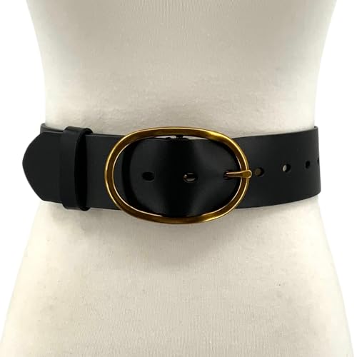 Classic Full Grain Leather, Antique Gold Brass Oval Buckle, Vintage Leather Casual Leather Boho Soft Leather Belt3