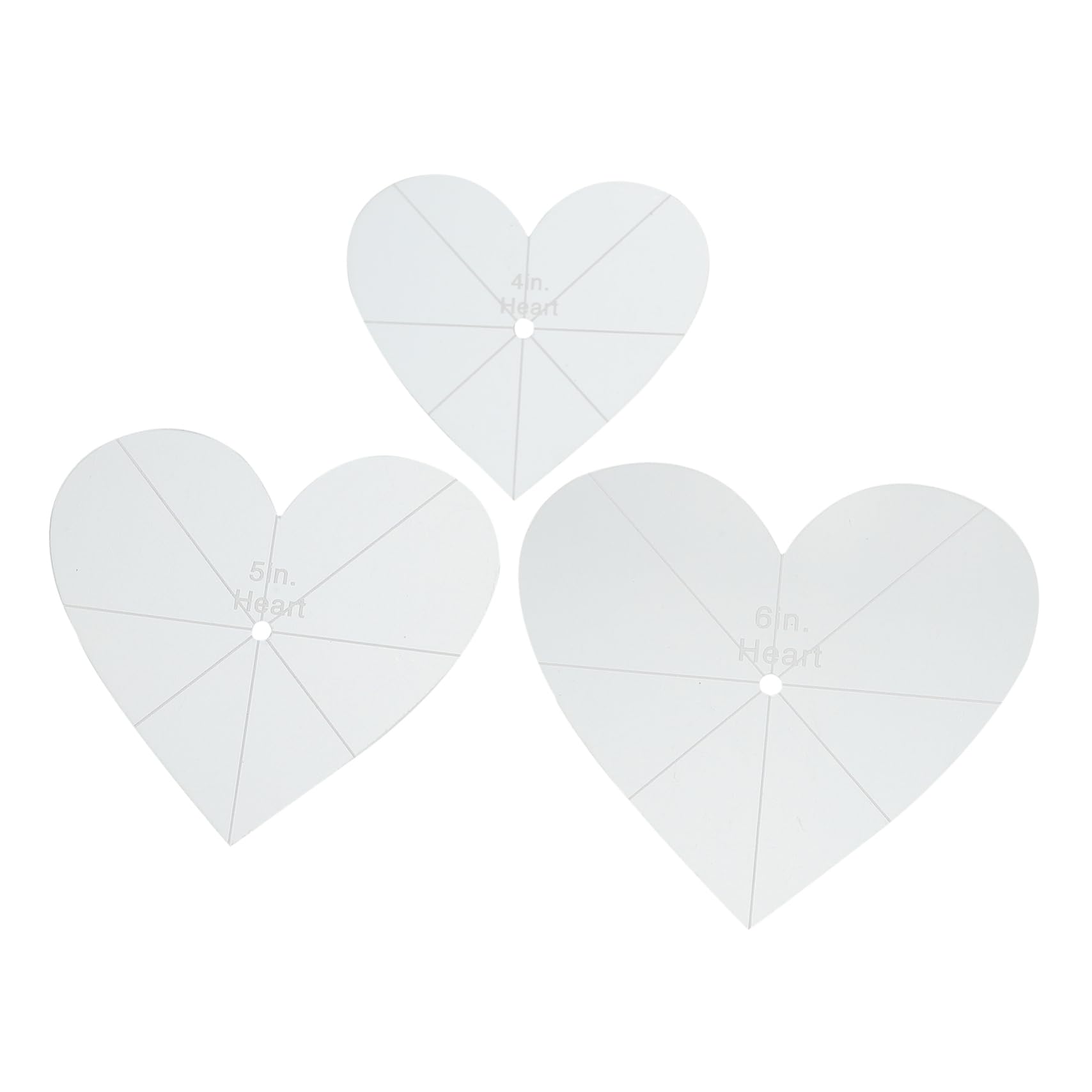 HOODANCOS 3Pcs Acrylic Sewing Ruler Professional Patchwork Rulers for DIY Projects Heart Shape Design Lightweight Portable Craft Tools