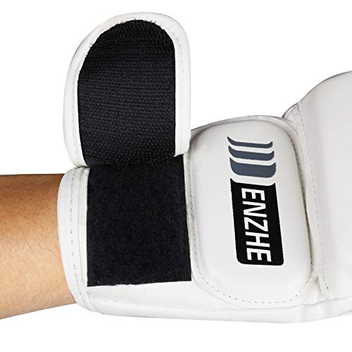 Enzhe Mma Gloves Men Women, Ufc Kickboxing Sparring Punching Heavy Bag Fingerless Boxing Gloves For Training (White) #TOP3