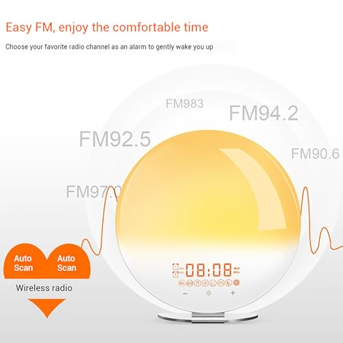 Reloj despertador Sunrise con sonidos de sueño, luz de despertador regulable para niños y adultos, lámpara de luz nocturna con 8 sonidos naturales