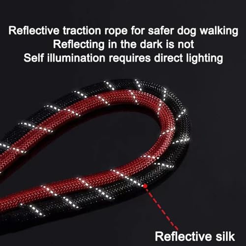 Longe pour chien noire de 2m avec corde de remorquage réfléchissante ronde pour animaux - 6
