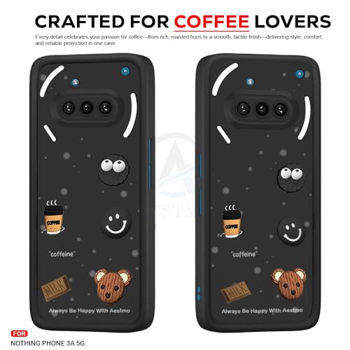 Image of AESTMO Back Case Cover for Nothing Phone 3A 5G | Cute Fun Cartoon 3D Ball | Coffee Silicone Case | Full Body Protection | Camera Protection Back Cover for Nothing Phone 3A 5G (Black)