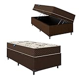 Cama Box Baú Solteiro Colchão Espuma D33 Marquês 88x188x60cm Marrom Umaflex - Suporta até 90kg por Pessoa