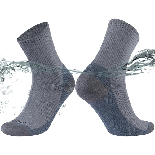 Merino Wool Waterproof Socks, Unisex Waterproof Hiking Socks Cushioned & Moisture Wicking Waterproof Socks, 1 Pair