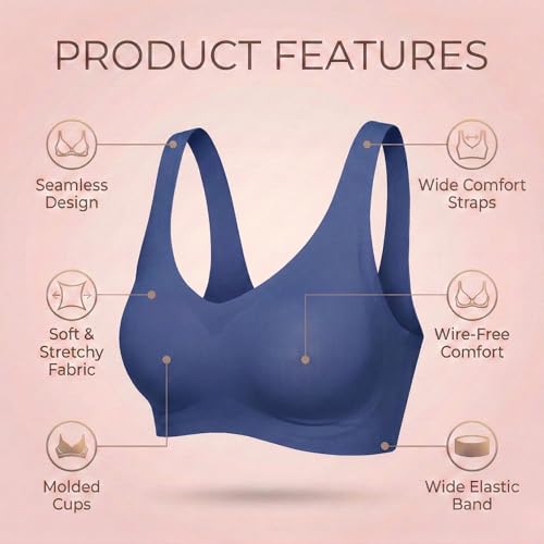 Image of UnderFlex Seamless Sports Ice Silk Bra for Women Wireless Breathable Summer Invisible No-Line T-Shirt Bra Soft Padded Everyday Comfort Bra Lightweight Stretch Gather Support Lingerie