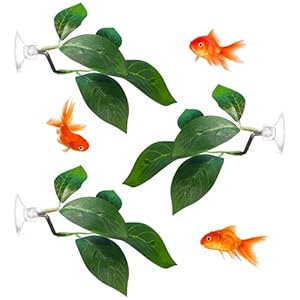 Betta Fish Tank Accessories, 3 Pack Betta Fish Leaf Pad Hammock Aquarium Decorations Betta Leaf with Suction Cup Plastic Plants Fish Tank Decor for Sleeping Resting Hiding Playing