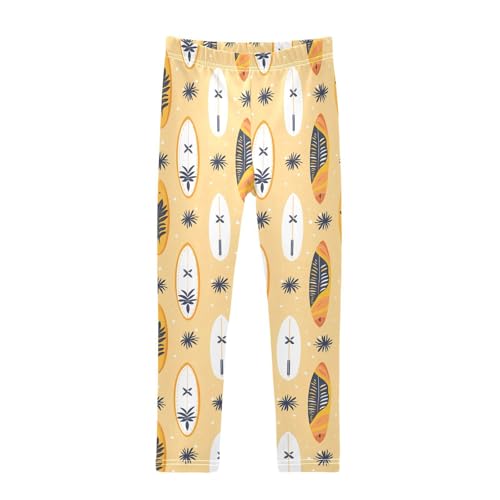 ALAZA Girls' Leggings Children's Yoga Pants Skinny Printed Dance Surfboard Yellow Comfortable 4T