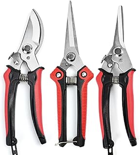 GRKJGytech Pruning Shears and Secateurs Professional Garden Scissors Stainless Steel Sharp Secateurs Pruning Scissors PP Non-slip Handles (Pruning Shears Metallic Lock)