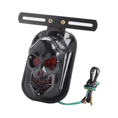 Luz trasera de freno para motocicleta Chopper y Bobber con soporte de matrícula cromado