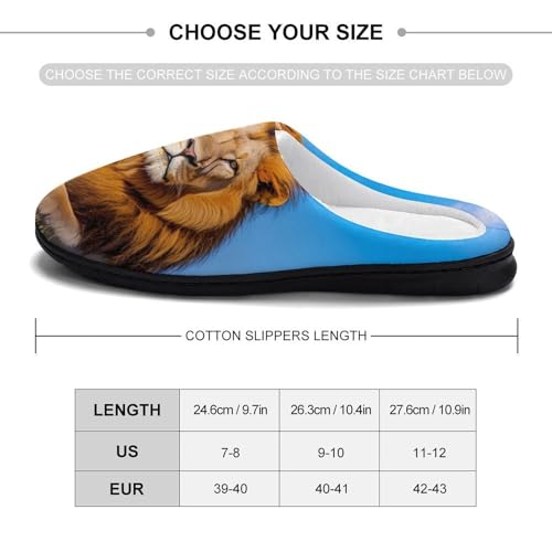 Lion Male Women's Cotton Slippers Indoor Outdoor Slip-on Warm House Shoes with Anti-Skid Rubber Sole2