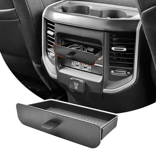 JLQP Rear Seat Storage Tray Fit for 2019-2026 Dodge Ram 1500 2500 3500 Insert Drawer Box - Easy to Install Removable Cubby Organizer Box Insert Tray (Only Fits Models with Cubby)