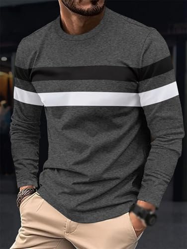 Men's Crew Neck Long Sleeve Splicing Knit Top Business Casual Anti Wrinkle Streetwear Comfortable for Spring2