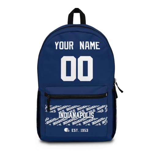 Image of Indianapolis School Backpack Custom Gifts for Boys Girls Teens | Custom Name and Number Personalized Bookbag