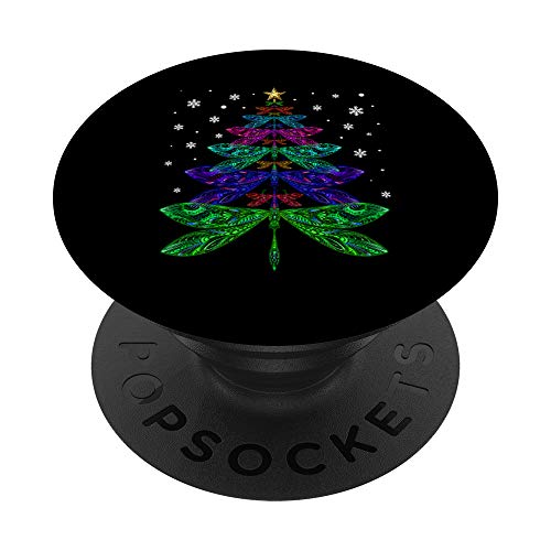 Libélula Árbol Navidad Navidad Libélulas Bichos Insectos PopSockets PopGrip: Agarre intercambiable para Teléfonos y Tabletas