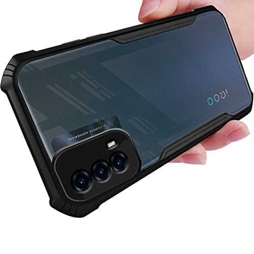 Image of Pikkme Iqoo Z5 5G Back Cover | Crystal Clear Transparent Back | Ultra Hybrid | Full Camera Protection | Raised Edge with 360 Degree Protection | Bumper Back Case for Iqoo Z5 5G (Black)