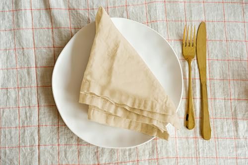 Image of R home Solid Cotton Table Napkins, Soft Cloth Napkins for Dining Table, Reusable & Washable, Ideal for Formal Dining, Cocktail Nights, Weddings, Home Bar & Table Decor (12, Ivory)