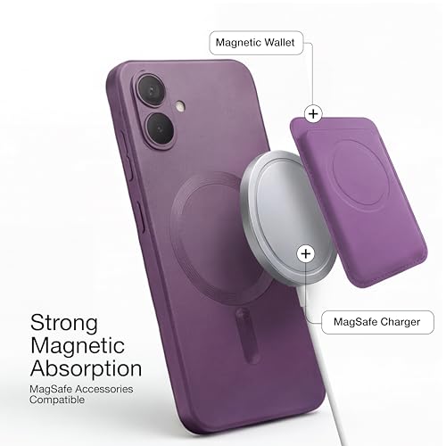 Image of amazon basics Premium Mag-Safe Case for Samsung Galaxy M07 5G | Shockproof & Anti-Scratch Cover | Soft Silicone with Wireless Charging | Camera Lens Guard - Purple