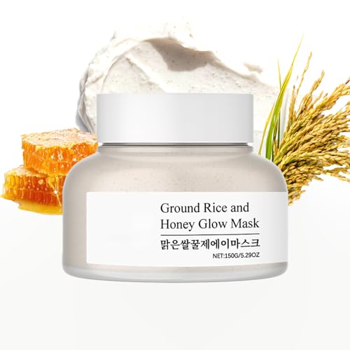 BlueBouff Rice and Honey Face Mask Hydrating and Moisturizing Deep Cleansing Gently Exfoliates Suitable for Dry Skin Smooth & Soft Skin Treatment 5.29oz