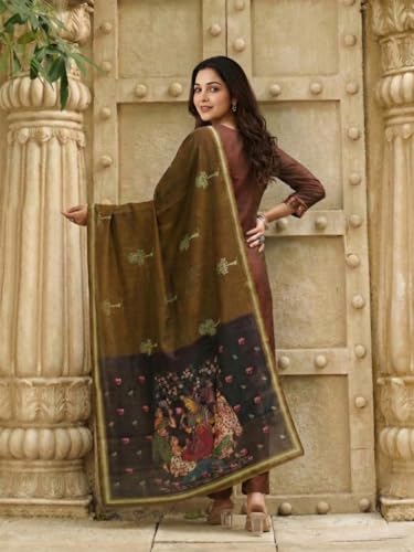 Image of ANNI Designer Women Viscose Blend Printed Straight Kurta with Pant and Dupatta | Ladies Kurta Pant Dupatta Set | Women Ethnic Wear Dress | Indian Traditional Clothing for Girl