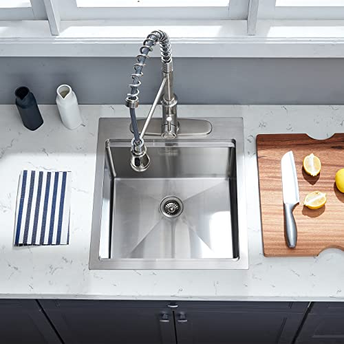 EcoChannels Kitchen Sink, 17 x 19 Inch Drop-in Bar Sink Stainless Steel Topmount Kitchen Sink Single Bowl Workstation Sink EcoChannels Kitchen Sink, 17 x 19 Inch Drop-in Bar Sink Stainless Steel Topmount Kitchen Sink Single Bowl Workstation Sink