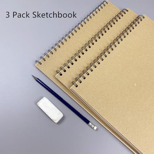 3Pack Sketchbook A3 Landscape Spiral Bound A3 Sketchbook 60 Pages of 160gsm Cartridge Paper - Hardback (A3-3Pack) - Image 4