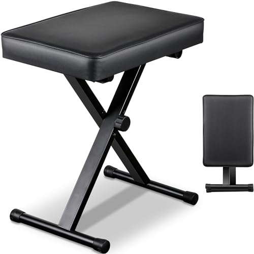 Smartxchoices Adjustable Piano Bench Padded Keyboard X-Style Bench Piano Stool Guitar Chair Piano...