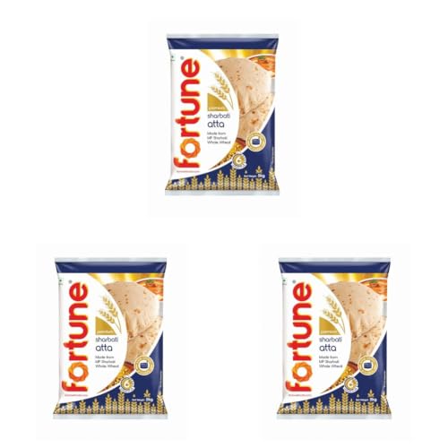 Image of Fortune Premium Sharbati Atta 5Kg | 100% MP Sharbati Whole Wheat Flour | Soft & Fluffy Rotis | High Fiber & Protein Rich Flour (Pack of 3)