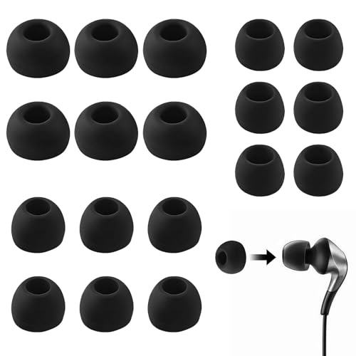 Funalix 9 Pares Tapones para Oídos de Silicona de Repuesto, Goma Tapones para Oídos para Auriculares Internos (Negro, S/M/L)