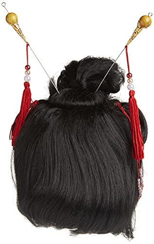 Peluca Oriental Rubies 51230 accesorio disfraz asiático pelo liso largo negro 4