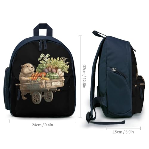 Groundhog Vegetables Cute Backpack Lightweight Mini Shoulder Bag Travel Daypack for Camping Picnic Blue-style2