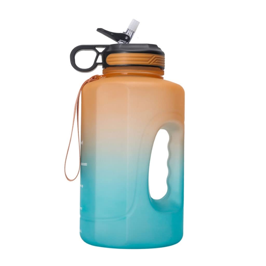Trinkflasche Wasserflasche 2,2 Liter Tragbare Wasserflasche mit Motivationsmarker Große Kapazität Outdoor-Gradient-Wasserflaschen for Sport-Fitness Trinkflasche Fitness(Orange Green)