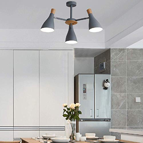 Éclairage pour salon et chambre à coucher, suspension industrielle 3 têtes E27 verte - 2