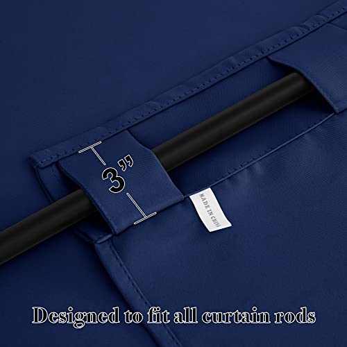 Image of RYB HOME Bathroom Curtains Privacy - Solid Thermal Insulated Window Curtains Kitchen Drapes for Living Room Baby Nursery Bedroom, Back Tab Top, Wide 42 x Long 54, Navy Blue, 2 Panels
