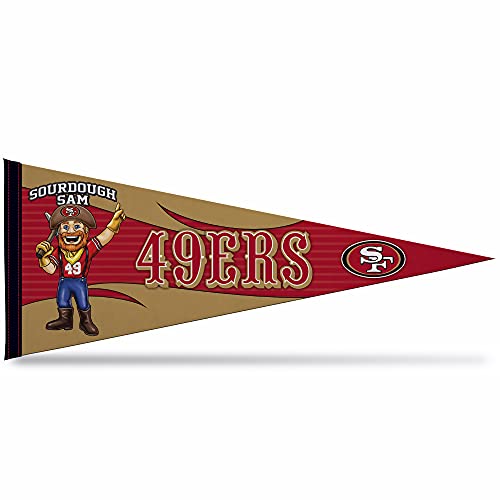 Rico Industries Banderín de fieltro para decoración de pared de San Francisco 49ers 'Sourdough Sam' de la NFL de 12 x 30 pulgadas, ideal para el hogar, dormitorio, cueva de hombre