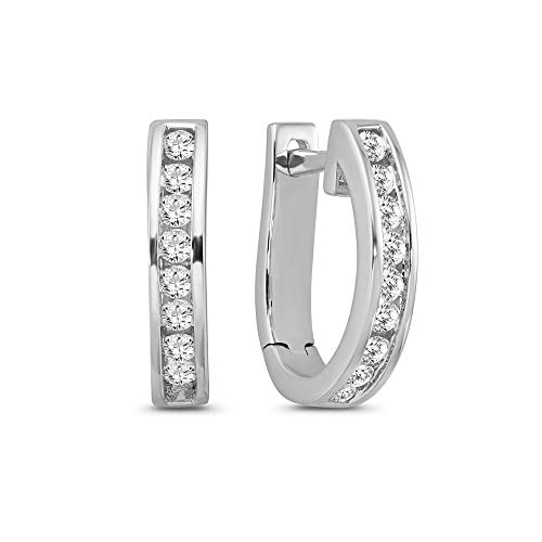 10K White Gold Diamond Hoop Earrings (1/3 Cttw, I-J Color, I2 Clarity) #TOP6