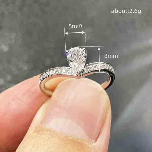 White Gold Plated White Teardrop Cubic Zirconia Engagement Rings Wedding Bridal Band Promise Rings Evening Parties Anniversary Valentine's Day Gifts Eternity Bands for Women2