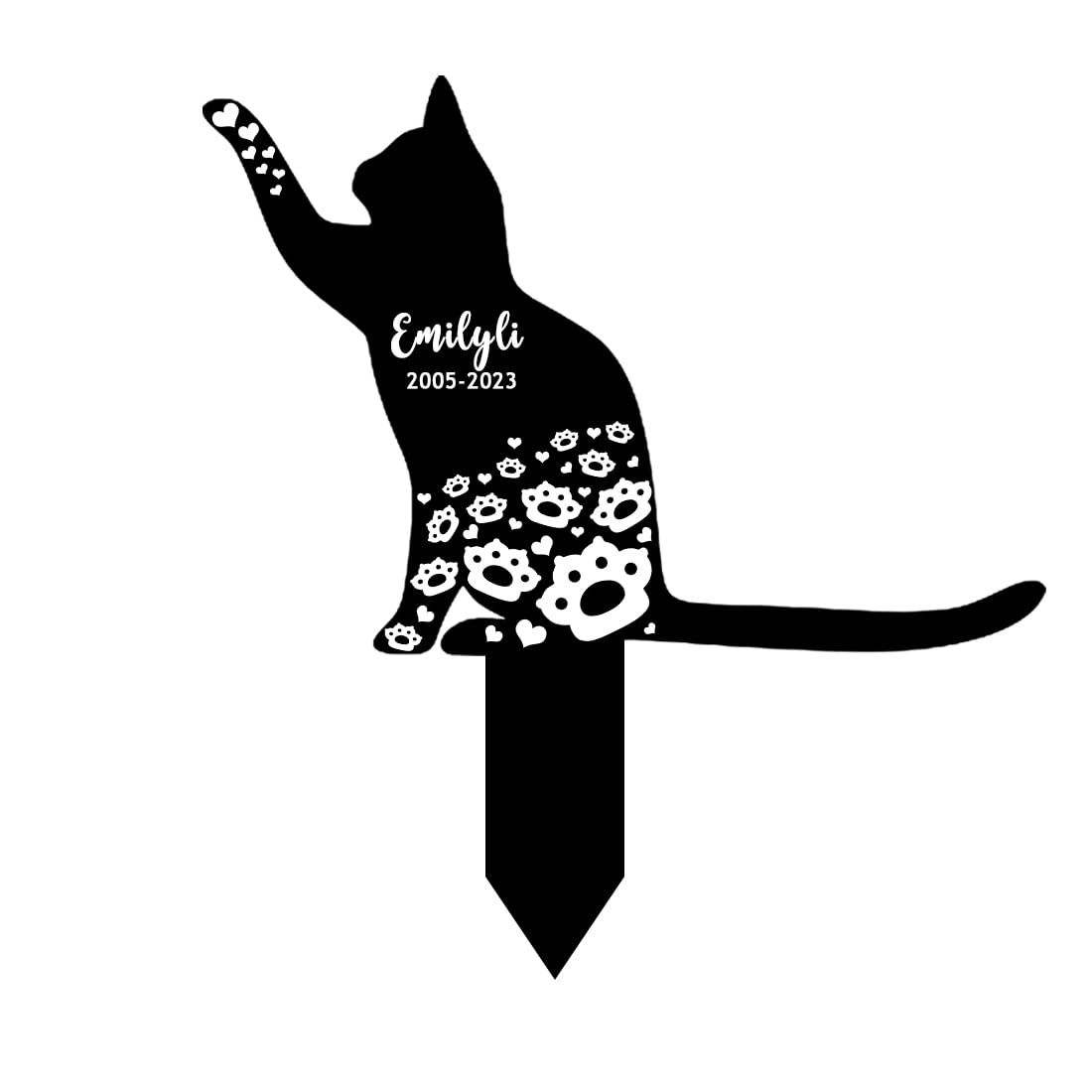 MYZQIFF Personalized Name Cat Memorial Stake, Cat Memorial Garden Stake, Cat Loss Remembrance Stake, Cat Sympathy Sign, Pet Grave Marker, Garden Grave Decor for Pets Outdoors, Flower Cat Grave Stake