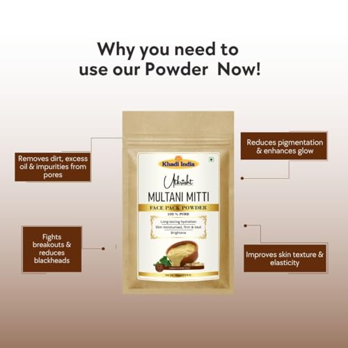 Image of Khadi Multani Mitti Face Pack Powder 100g | For Breakouts, Blackheads & Glowing Skin | With Natural Clay for Deep Cleansing & Oil Control | Removes Impurities | Face Pack for Men & Women