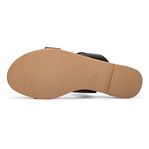Image of LM Women's Slide Sandals Two Band Slip On Flat Sandals Casual Summer Sandals