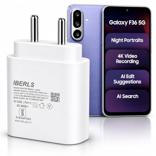 Image of 25W Pd 3A Type-C Super Fast Charging Adapter Compatible with Galaxy F36 /F70e /F07 /F17 /F06 /F56 /F16 /F15 /F05 /F55 /F13 /Tablet /Galaxy Watch- Charge Your Device with 25 Watt USB C Fast Charger- White