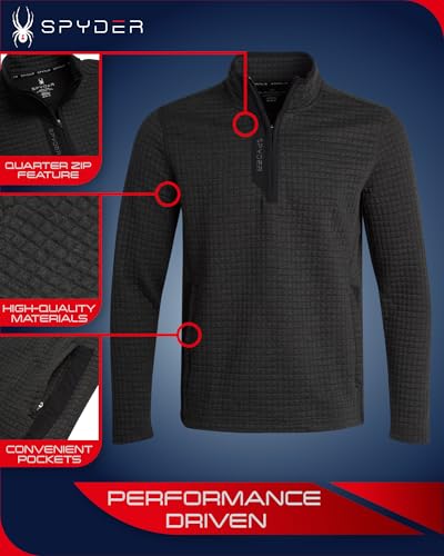 Spyder Mens Quarter Zip Pullover Sweatshirt - Grid Fleece Sweater Workout Shirts for Men - Quarter Zip Pullover Men Apparel2