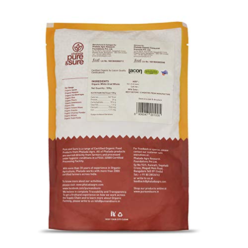 Image of Pure & Sure Organic White Urad Dal Whole 500gm | 100% Natural Sabut Urad | Certified Organic | Rich in Protein, Iron & Fiber | No Chemicals & Additives (Pack of 2)
