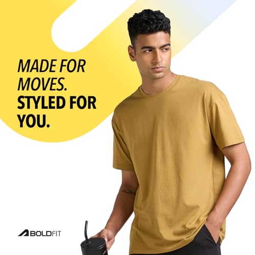 Image of Boldfit Oversized Tshirt for Man, Cotton T-Shirt - Breathable, Soft & Stylish Loose Fit for All-Day Comfort
