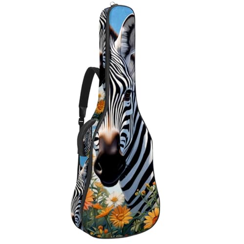 Sac de transport pour guitare multicolore à motif fleurs et zèbre floral