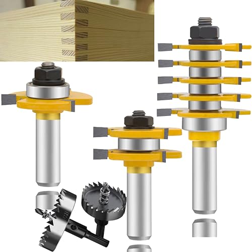 TAIWAIN 1/2 Inch Shank Router Bit Set 3 PCS , Raised Panel Cabinet Door Drawer Cutter Set, Carbide Wood Milling Tool, Router Raised Molding Woodworking Cutter Tool(F-1/4 SG)