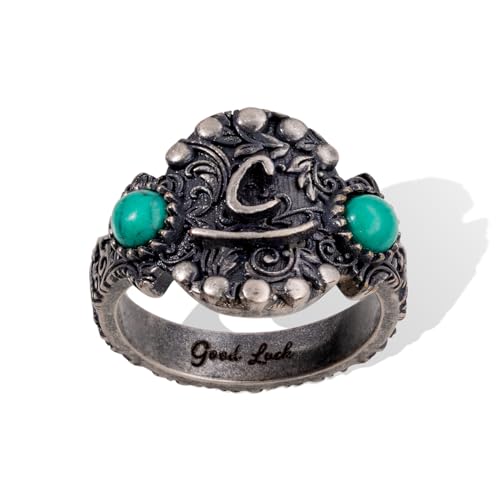 Getname Necklace Personalized Cattle Brand Turquoise Ring or Custom Initial Ring Unisex Turquoise Rings Sterling Silver Letter Ring Gift for Her Western Style Ring Cowgirl Ring