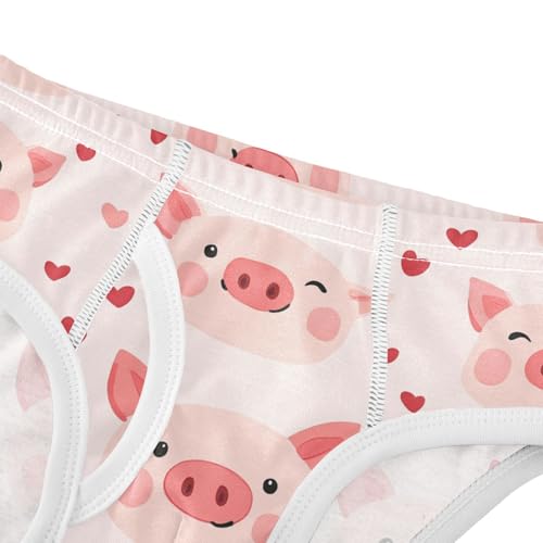 Wusikd Cute Pig Face Boys' Underwear Cotton Pink Hearts Boys Briefs Soft Toddler Underwear 2T4