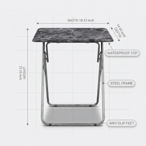 ZHUJERRY Tv Trays Folding Tv Table, Dinner Table for Eating with Sturdy Metal Frame, Small Foldable Snack Trays Table for Living Room, Couch,Sofa, Bed, No Assembly Required (Black Marble 2-Piece Set) by ZHUJERRY - Used condition - Image 7