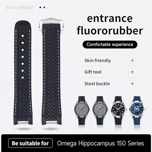 Bracelet caoutchouc souple pour Omega Aqua Terra AT150 finition premium - 3